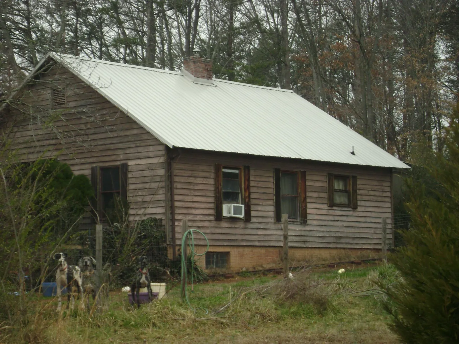 White metal roof on an old wood sided farmhouse, from a Asphalt Shingle Roof Repair job in Odessa